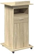 vidaXL Schreibtisch Rednerpult mit Rollen & Schublade Sonoma-Eiche 55x55x107 cm