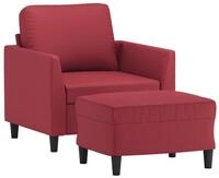 vidaXL Sofa Sessel mit Hocker Weinrot 60 cm Kunstleder