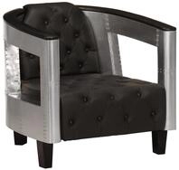 vidaXL Sessel Fliegersessel Schwarz Echtleder (1-St)