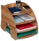 relaxdays Briefablage Dokumentenablage mit 4 F&auml;chern, dunkelbraun