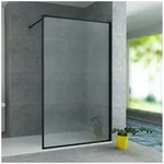 Aloni Walk-in-Dusche Duschwand 8mm ESG Sicherheitsglas, schwarz matt mit