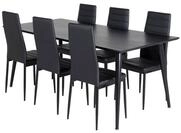 ebuy24 Essgruppe Dipp180x90BLBL Essgruppe Esstisch schwarz und 6 Sl, (7-tlg)