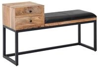 Wohnling Polsterbank WL6.483 Sitzbank Echtleder Holz Massiv 100cm Flurbank...