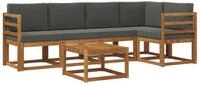 vidaXL Gartenlounge-Set Outdoor-Sofagarnitur mit Kissen 6 pcs Natur und...