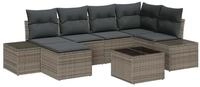 vidaXL Gartenlounge-Set Garten-Sofa-Set mit Kissen mit Speicher 6 pcs Grau