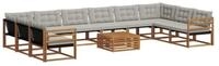 vidaXL Gartenlounge-Set Outdoor-Sofagarnitur mit Kissen 11 pcs Nat&uuml;rlich und