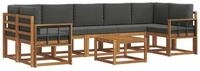 vidaXL Gartenlounge-Set Outdoor-Sofagarnitur mit Kissen 8 pcs Natur und...