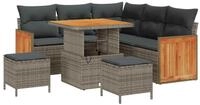 vidaXL Loungesofa Gartensofa-set mit Kissen 9 pcs Grau Poly-Rattan, 9 Teile