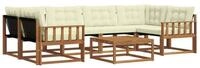 vidaXL Gartenlounge-Set Outdoor-Sofagarnitur mit Kissen 7 pcs Natur und Creme,