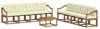 vidaXL Gartenlounge-Set Outdoor-Sofagarnitur mit Kissen 9 pcs Natur und Creme,