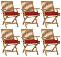 vidaXL Gartenstuhl Klappbare Gartenst&uuml;hle mit Kissen 6 Stk. Massivholz (6 St)
