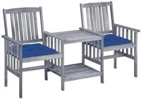 vidaXL Gartenlounge-Set Gartenst&uuml;hle mit Teetisch und Kissen Massivholz,...