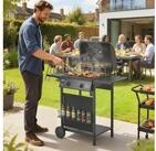 Outsunny Gasgrill inkl Seitentisch, Unterkorb, Frontabdeckung, Thermometer,
