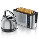 Arendo Fr&uuml;hst&uuml;cks-Set Edelstahl Wasserkocher 1,7l, 4-Scheiben Langschlitz Toaster,