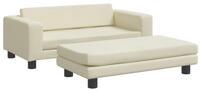 vidaXL Kindersofa, Kinder Schlafsofa mit Hocker Creme 100x50x30 cm Kunstleder