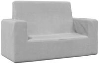 vidaXL Babym&ouml;bel-Set Kindersofa 2-Sitzer Hellgrau Weich Pl&uuml;sch