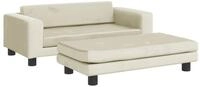 vidaXL Kindersofa, Kinder Schlafsofa mit Hocker Creme 100x50x30 cm Samt