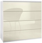 Vladon Kommode Pavos V3 (Sideboard h&auml;ngend, mit 4 Schubladen), Wei&szlig; matt/Creme