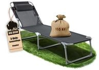 BigDean Gartenliege Sonnenliege klappbar mit Kopfkissen extra hoch dunkelgrau...