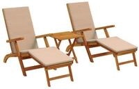 vidaXL Gartenliege Liegestuhl zum Verstellen und Klappen 3 pcs Taupe, 3 St.