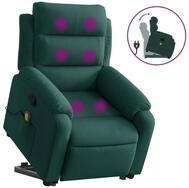 vidaXL Massagesessel, Relaxsessel mit Aufstehhilfe Dunkelgr&uuml;n Samt