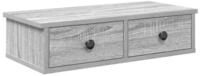vidaXL Regal Wandregal mit Schubladen Grau Sonoma 60x28x15 cm Holzwerkstoff,...