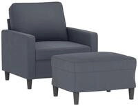 vidaXL Sofa Sessel mit Hocker Dunkelgrau 60 cm Samt