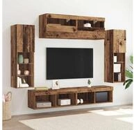 vidaXL TV-Schrank TV-Schrankset mit LED-Lichtleisten 6 pcs Altholz Holzwerkstoff