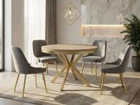 WFL GROUP Esstisch Dina ausziehbar rund industrial mit goldenen Metallbeinen...