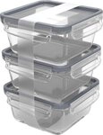 ROTHO Vorratsdose Rotho K&uuml;hlschrankdose Glas CLIC & LOCK 0,75 L, 3er, Glas