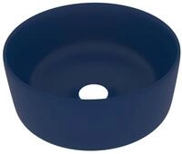vidaXL Waschbecken, Luxuri&ouml;ses Waschbecken Rund Matt Dunkelblau 40x15 cm...