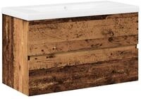 vidaXL Badezimmerspiegelschrank Waschbeckenunterschrank mit Einbaubecken