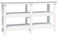 vidaXL Werkbank, Arbeitstisch Wei&szlig; 142,5x50x80 cm Massivholz Kiefer