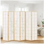 Homestyle4u Paravent Holz Raumteiler Bambus Shoji in Natur Sichtschutz Indoor...
