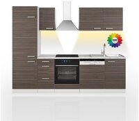 Vicco K&uuml;chenzeile Optima, Edelgrau/Wei&szlig;/Wei&szlig;, 270 cm ohne Arbeitsplatte mit