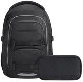 coocazoo Schulranzen Schulrucksack-Set PORTER, Black Coal 2-teilig (2-teilig),