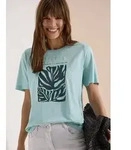 CECIL T-Shirt Sommerschirt, Rundhals, Baumwollmix mit Modal blau L (42)