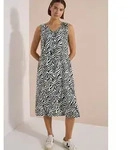 CECIL Midikleid V-Ausschnitt, abstrahierter Zebraprint, V-Ausschnitt,...