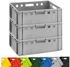 BURI Transportbeh&auml;lter 3x Fleischerkiste Eurofleischerkiste E2 Grau 60x40x20cm