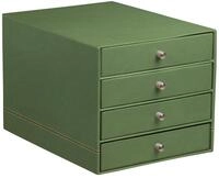 Rhodia Notizheft Schubladenbox 4 Laden Kunstleder 24,8x32,7x22,8cm Salbeigr&uuml;n