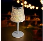Spetebo LED Dekolicht Metall Tischleuchte wei&szlig; im Retro Stil, mit IP44