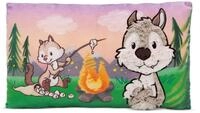 Nici Dekokissen 49954 - Wolf Winny & Streifenh&ouml;rnchen Jojo, 43 x 25 cm