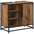 vidaXL Badezimmer-Set Badezimmerschrank mit T&uuml;r Altholz 65 x 33 x 60 cm