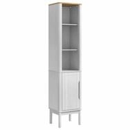 vidaXL Badezimmer-Set Bad hoher Schrank FLORO Wei&szlig; 35 x 30 x 160 cm Massivholz