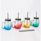 relaxdays Gl&auml;ser-Set Trinkgl&auml;ser mit Deckel 4er Set Ananas, Glas, 4er Pack