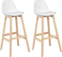 Woltu Barhocker (2 St), Design Stuhl K&uuml;chenstuhl optimal Komfort Wei&szlig;