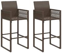 vidaXL Gartenstuhl Garten-Barhocker 2 Stk. Braun Poly Rattan (2 St)