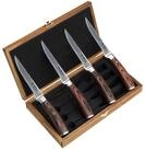 Wakoli Steakmesser EDIB 4er Set Damast Steakmesser 12,5 cm Klingen Geschenk-Holzbox