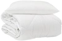 vidaXL Bett Ganzjahresbettdecke mit Kissen 2 pcs Wei&szlig; Mikrofaser (2-tlg)