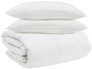 vidaXL Bett Bettdecken Set mit Kissen 3 pcs Wei&szlig; Daunenfeder (3-tlg)